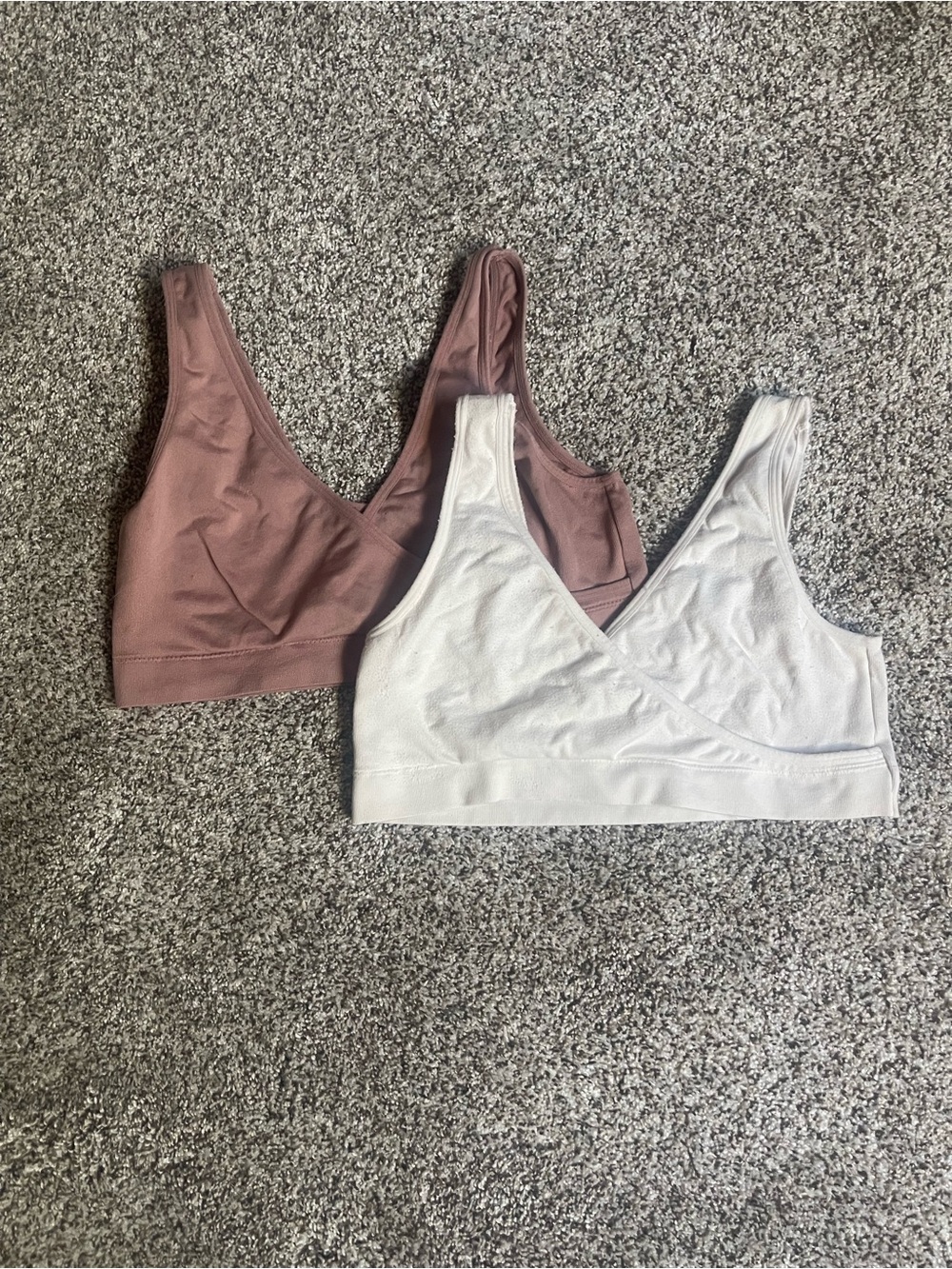 Auden Wireless Bralette Set - White & Mauve Breastfeeding friendly
